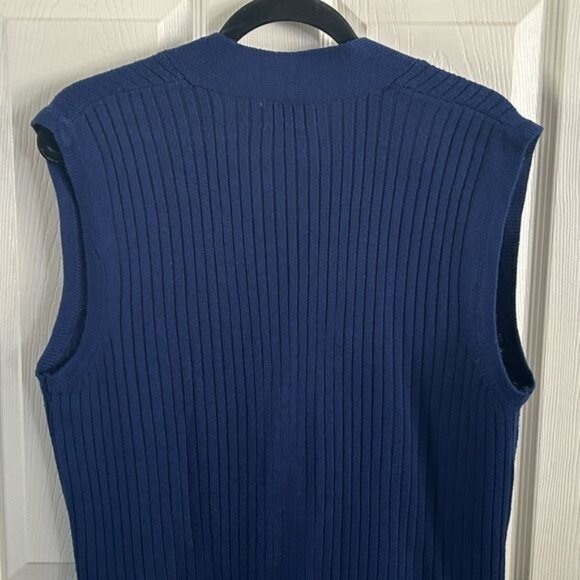 Turtle Bay Sz Medium Ribbed Navy Blue Button Front Vest Unisex - Picture 12 of 14